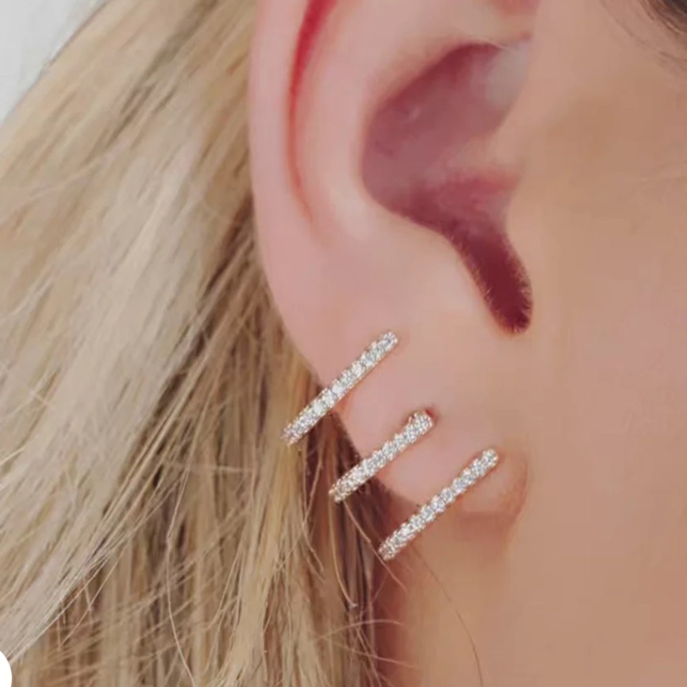 Ettika Gold and Silver Triple Hoop Earrings